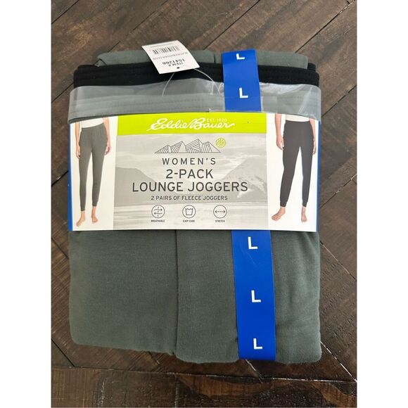 Eddie Bauer Women’s Black and Green Lounge Jogger Pants Size Large - Picture 2 of 3